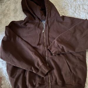 Brandy Melville Tan Zip-Up Hoodie